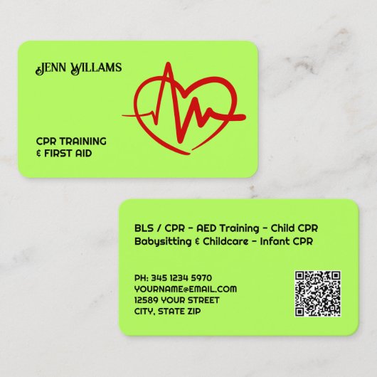 Certified CPR Instructor Custom QR Visitekaartje (Voorkant / Achterkant)