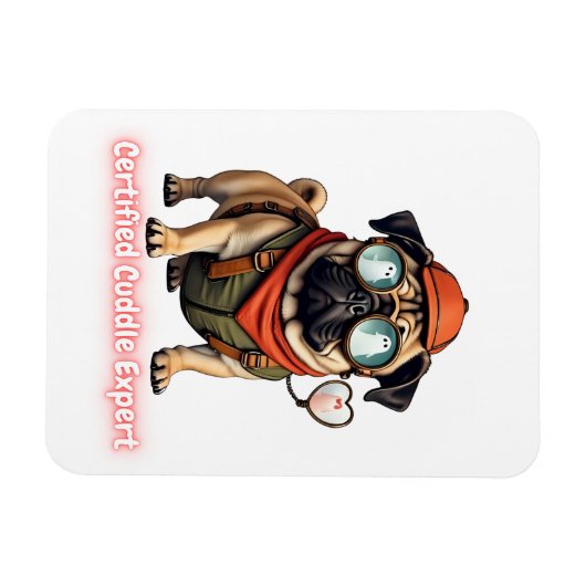 Certified Cuddle Expert Fridge Magnet – Cute Pug (Horizontal)