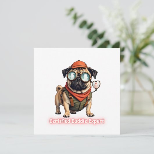 Certified Cuddle Expert Invitation Postcard (Debout devant)