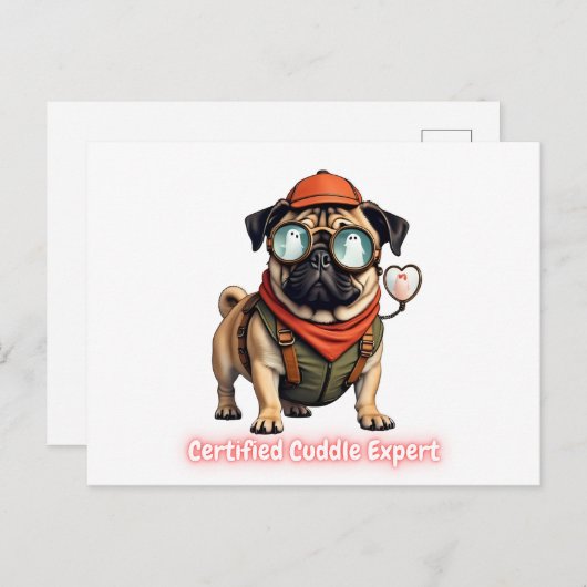 Certified Cuddle Expert Invitation Postcard Uitnodiging Briefkaart (Voorkant / Achterkant)