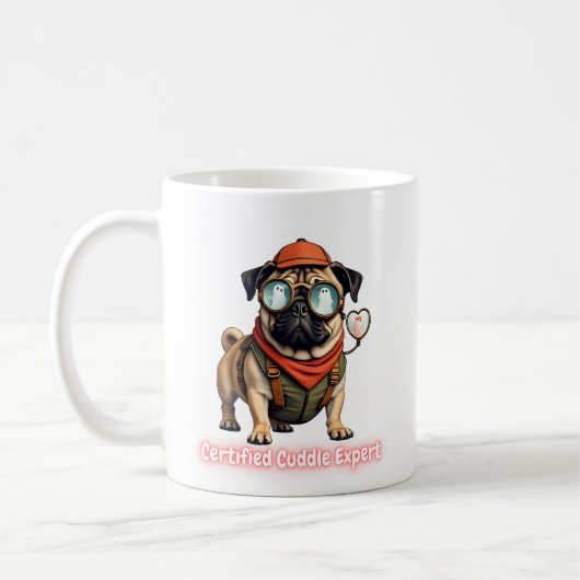 Certified Cuddle Expert Mug – Funny Pug Lover  Koffiemok (Links)