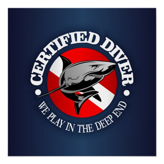 Certified Diver (Shark) Perfect Poster (Voorkant)