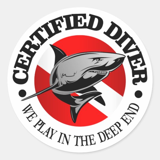 Certified Diver (Shark) Ronde Sticker (Voorkant)