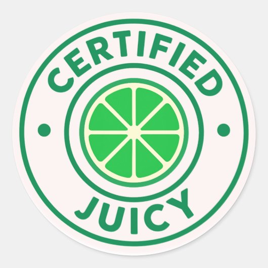 Certified Juicy™ – Autocollant Rond Lime (Devant)