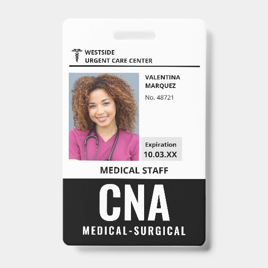 Certified Nursing Assistant CNA ID-fotobadge Badge (Voorzijde)