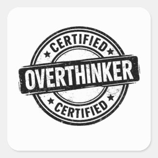 Certified Overthinker Funny Anxiety Humor Stamp Vierkante Sticker
