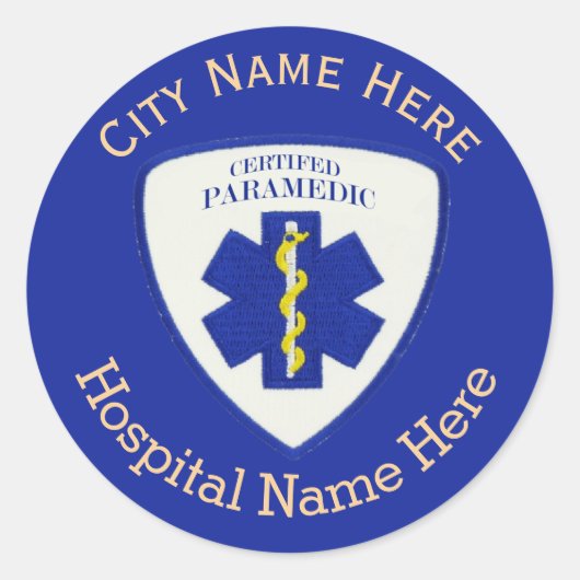 Certified Paramedic Shield Custom Round Sticker (Voorkant)