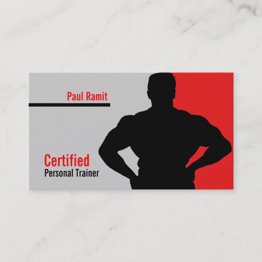 Certified Personal Trainer Red Grey Visitekaartje (Voorkant)