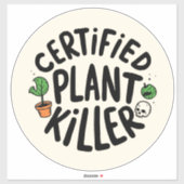 Certified Plant Killer Funny Sticker (Feuille)