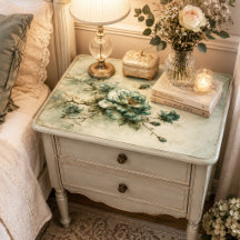 Cerulean Blauw Olieverf Rozen Tak Decoupage