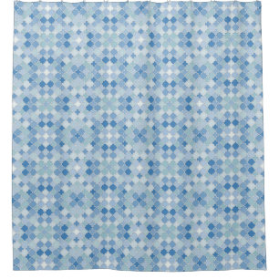 Cerulean Blauw van het Patroon van Quatrefoil van Douchegordijn