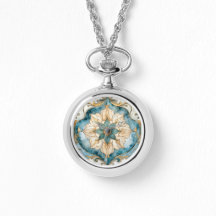 Cerulean Bloom Tapestry halsketting horloge