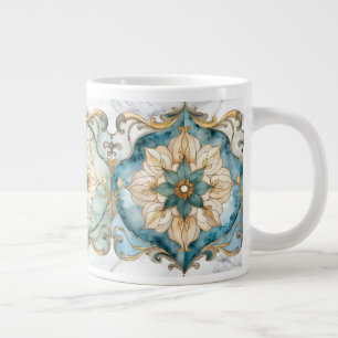 Cerulean Bloom Tapijt Reuzen Koffiemok Extra Grote Beker