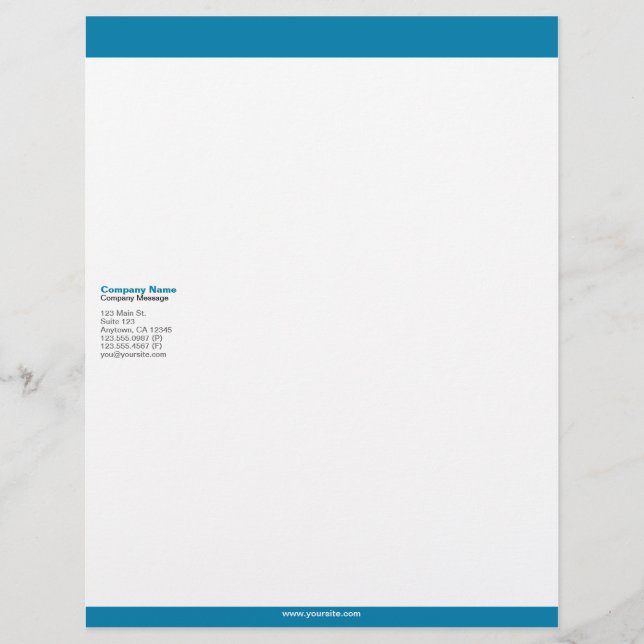 Cerulean Blue Bars Letterhead Gepersonaliseerd Briefhoofd (Voorkant)