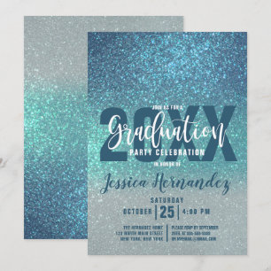 Cerulean Blue Blauwgroen Triple Glitter Ombre Afst Kaart