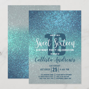 Cerulean Blue Blauwgroen Triple Glitter Ombre Swee Kaart