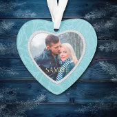 Cerulean Blue Brocade Keepomwille Photo Template Ornament
