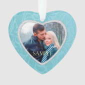 Cerulean Blue Brocade Keepsaké Modèle photo (devant)