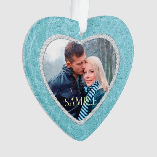 Cerulean Blue Brocade Keepsaké Modèle photo (devant)