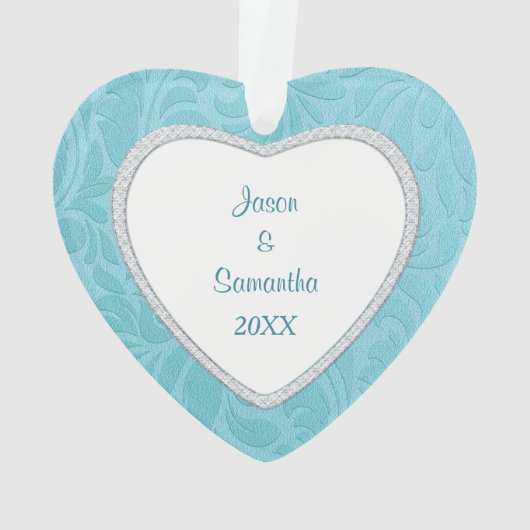 Cerulean Blue Brocade Keepsaké Modèle photo (dos)