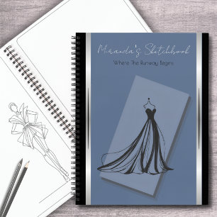 Cerulean Blue Couture Mode Schetsboek Journaal Notitieboek