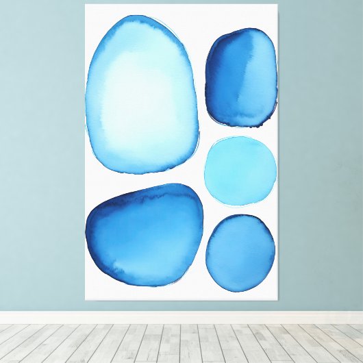 Cerulean Blue Essence Abstract Canvas Afdruk (Insitu (Houten vloer))