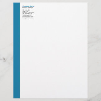 Cerulean Blue Left Sidebar Letterhead Briefhoofd Ontwerp