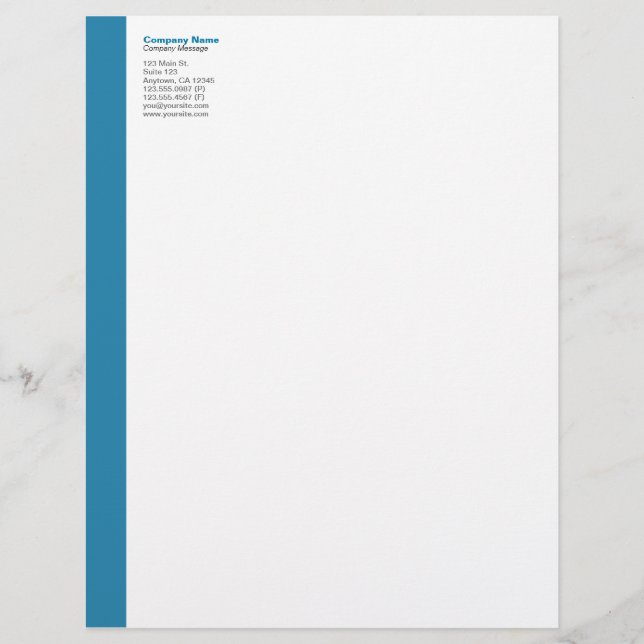 Cerulean Blue Left Sidebar Letterhead Briefhoofd Ontwerp (Voorkant)