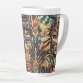 Cerulean Blue "Motif Mésoaméricain" Tall Latte Mug (Angle droit)
