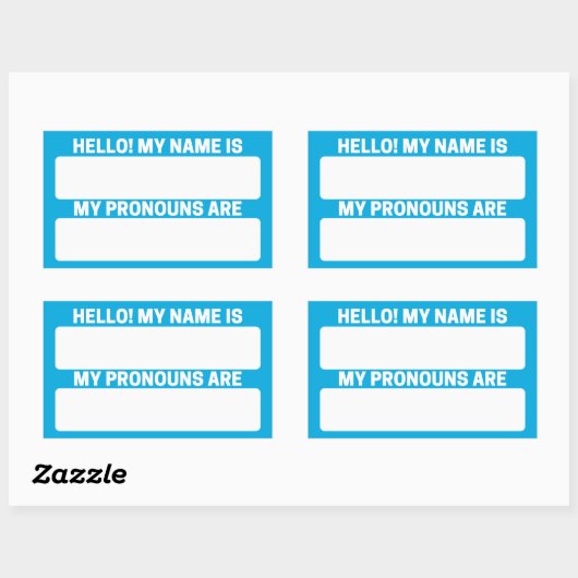 Cerulean Blue Nom & Pronoun Étiquette (Feuille)