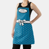 Cerulean Blue Polka Dot White Bow gepersonaliseerd Schort (Insitu)