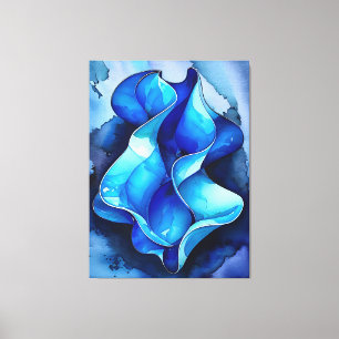 Cerulean Flow Abstract Canvas Afdruk