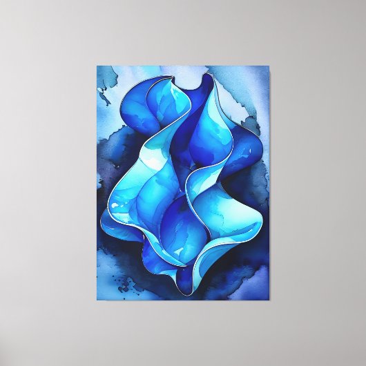 Cerulean Flow Abstract Canvas Afdruk (Voorkant)
