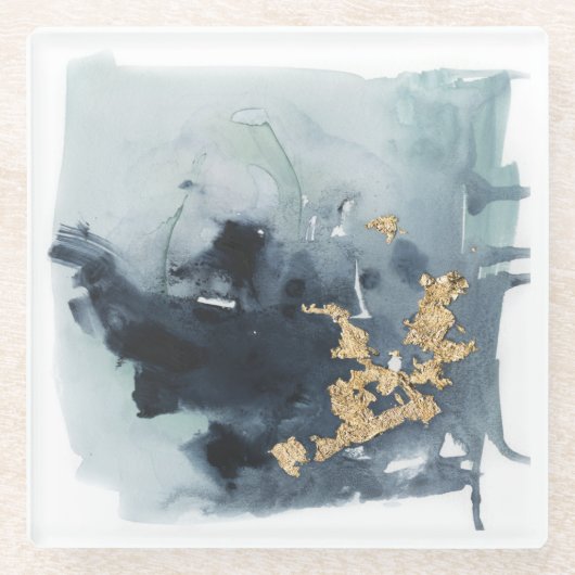 Cerulean & Gold Glazen Onderzetter (Voorkant)