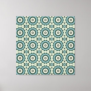 Ceruleanblauw en Jungle Green Tegelpatroon Canvas Afdruk