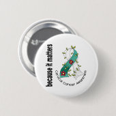 Cervic Cancer Flower Ribbon 3 Ronde Button 5,7 Cm (Voorkant /achterkant)