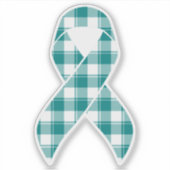 Cervical Cancer Awareness Plaid Teal Ribbon Sticker (Voorkant)