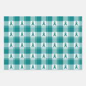 Cervical Cancer Awareness Plaid Wrapping Paper  (Voorkant 3)