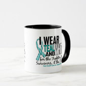 CERVICAL CANCER Blauwgroen White for Fighters Surv Mok (Voorkant rechts)