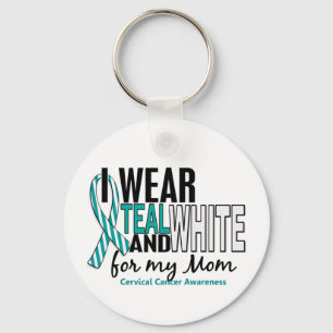 CERVICAL CANCER I Draag Blauwgroen & White voor mi Sleutelhanger
