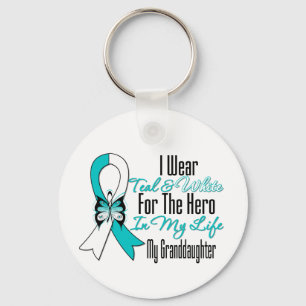 Cervical Cancer Ribbon My Hero Mijn kleindochter Sleutelhanger