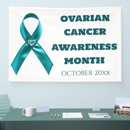 Cervical cancer teal ribbon ovarian awareness spandoek (Beurs)