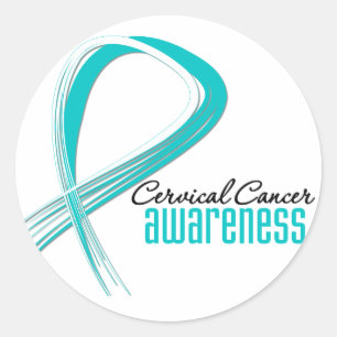 Cervicale kanker Awareness Grunge Ribbon Ronde Sticker