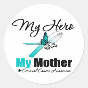 Cervicale kanker Lint Mijn HERO Mijn moeder Ronde Sticker