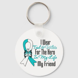 Cervicale kanker Ribbon My Hero My Friend Sleutelhanger