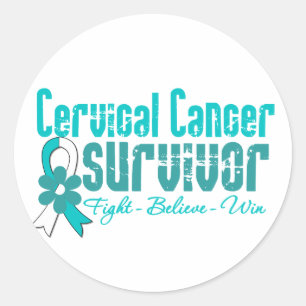 Cervicale kanker Survivor Flower Ribbon Ronde Sticker