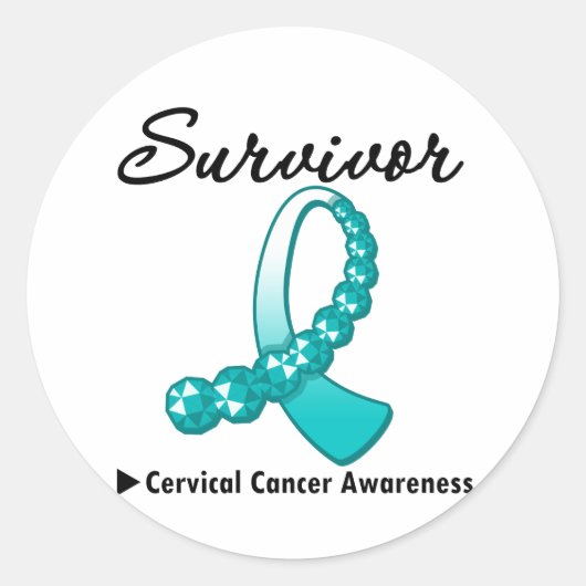 Cervicale kanker Survivor Gemstone Ribbon Ronde Sticker (Voorkant)