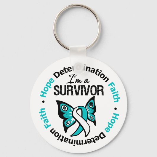 Cervicale kanker Survivor Hope Determination Faith Sleutelhanger (Voorkant)