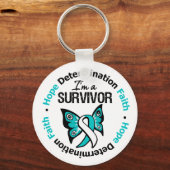 Cervicale kanker Survivor Hope Determination Faith Sleutelhanger (Voorkant)