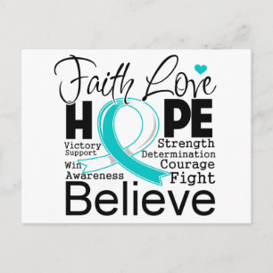 Cervicale kanker Typografische Faith Love Hope Briefkaart